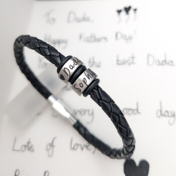 40th Birthday Gift For Him, Mens Personalised Leather Bracelet, 8 of 8