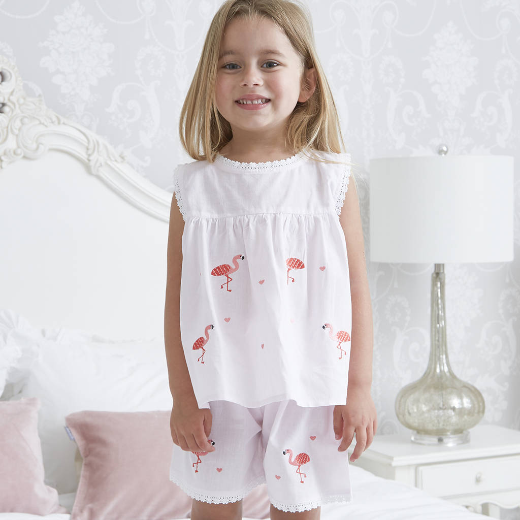 Girl's Personalised Pink Flamingo Cotton Pyjamas, 1 of 4