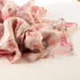 Pink Printed Flower Roses Scarf Lightweight Silver Flecks, thumbnail 2 of 12