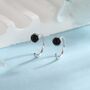 Genuine Black Onyx Huggie Hoop Earrings In Sterling Silver, thumbnail 1 of 11
