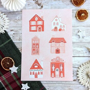 Cosy Christmas Houses Print, 2 of 4