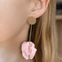 Baby Pink Rose Petal Flower Drop Earrings, thumbnail 2 of 3