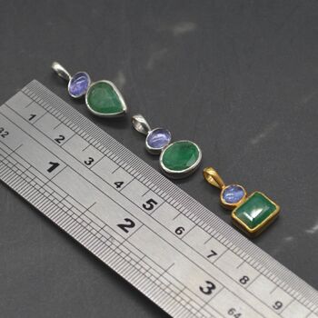 Emerald Tanzanite Pendant: May December Birthstone, 9 of 10