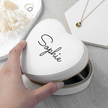 Personalised White Heart Jewellery Case, 2 of 6