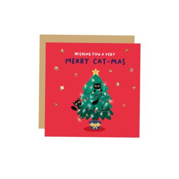 4pk Cute Cat Christmas Cards, 3 of 5