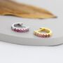 Sterling Silver Ruby Pink Ombre Cz Huggie Hoops, thumbnail 4 of 11