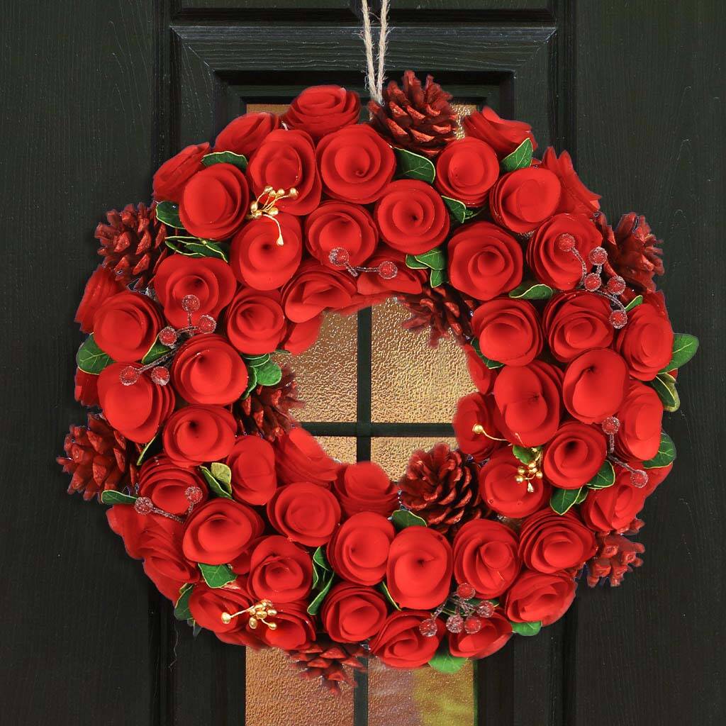 Luxury Roses Christmas Door Wreath, 1 of 9