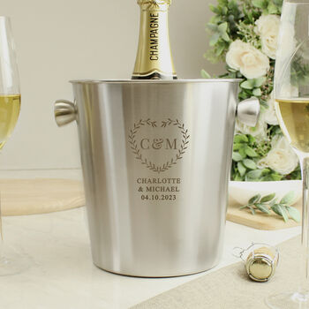 Personalised Botanical Heart Stainless Steel Ice Bucket, 5 of 5