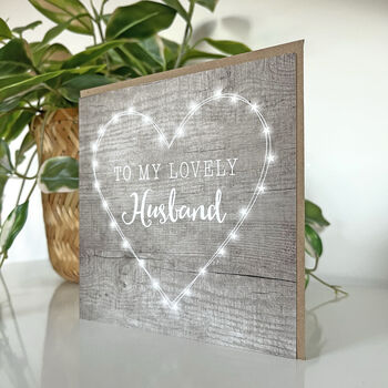 Fairy Lights Heart Husband Birthday Card, 2 of 2