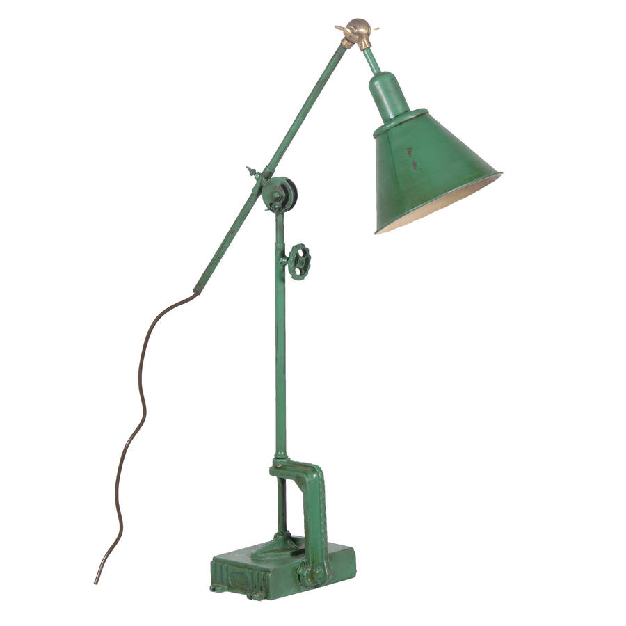 Industrial Angle Table Lamp In Green By Out There Interiors