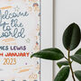 Welcome To The World Baby Birth Date Nursery Print, thumbnail 6 of 7