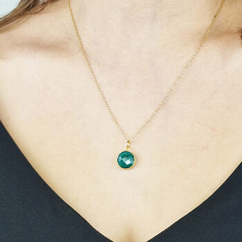 18ct Gold Plated Glowing Emerald Birthstone Necklace, 2 of 4