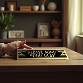 Mind Your Head Metal Door Sign Art Deco Or Modern, 4 of 6