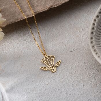 Sterling Silver Egyptian Lotus Necklace, 6 of 10