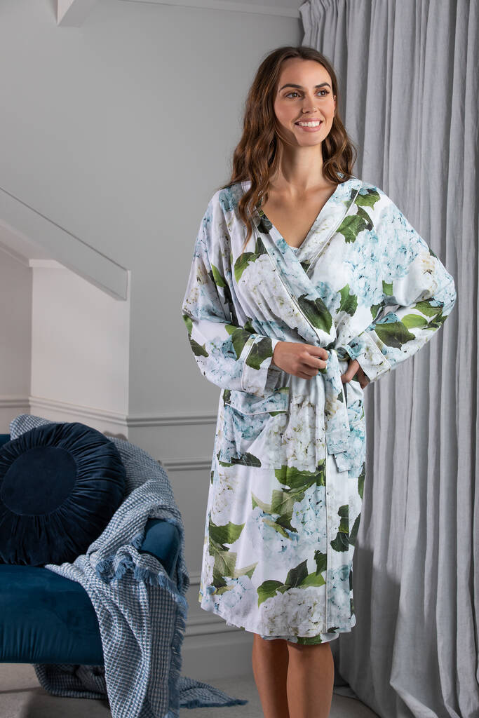 Blue Hydrangea Robe By Wallace Cotton