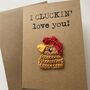 Chicken Love You Crochet Anniversary Valentines Card Handmade, thumbnail 2 of 7