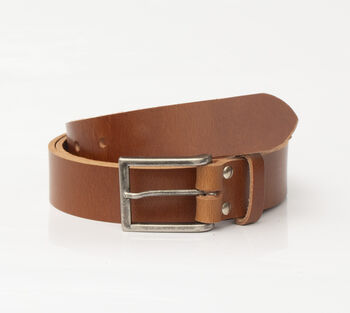 Handmade Tan Leather Belt Men's English Leather 35mm Wide, 5 of 10