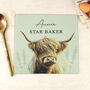 Personalised Highland Cow Glass Chopping Board, thumbnail 3 of 3