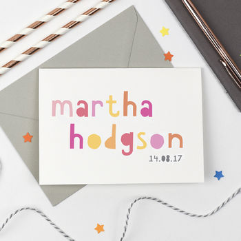 Personalised Baby Girl Name Card, 3 of 3