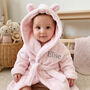 Personalised Soft Baby Pink Dressing Gown With Ears, thumbnail 2 of 12