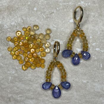 'Celestial' Citrine Opal And Tanzanite Drop Earrings, 4 of 6