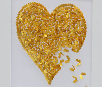 Framed Golden Wedding Anniversary 3D Butterfly Heart, 8 of 12