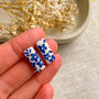 Blue Floral Ceramic Stud Earrings, thumbnail 3 of 9