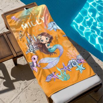 Personalised Mermaid Girl Beach Towel With Name, 4 of 12