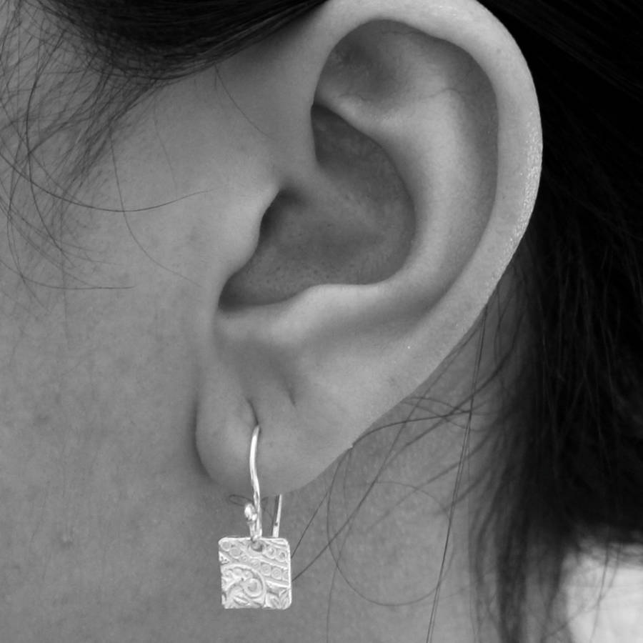 Sterling Silver Small Square Earrings By Lucy Kemp Silver Jewellery
