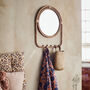 Rattan Framed Mirror With Hooks, thumbnail 1 of 3