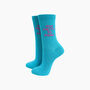Panic Combed Cotton Glitter Socks In Turquoise, thumbnail 1 of 4