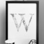 'Letter W' Linear Illustration Print, thumbnail 1 of 7