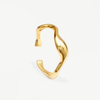 Dainty Wave Ring Adjustable In 18ct Gold, 2 of 4
