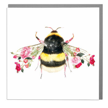 Bumble Bee Wildlife Botanical Greeting Card, 2 of 2