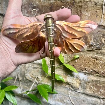 Copper Dragonfly Wall Hanging – Handmade Garden Wall Art – Outdoor Copper Sculpture, 4 of 5