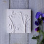 Sweet Peas, Fern And Ladies Mantle Plaster Cast Plaque, thumbnail 1 of 5
