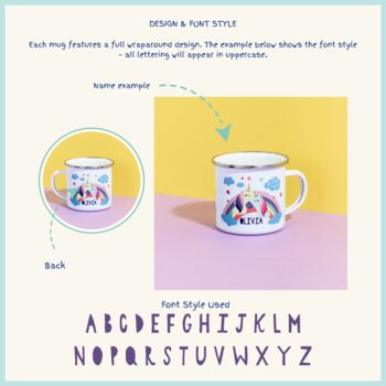 Personalised Children's Hugging Unicorn Enamel Mug, 7 of 7