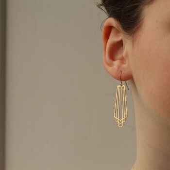 Golden Art Deco Earrings, 4 of 6