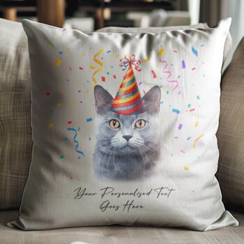 Personalised Cat Birthday Hat Cushion Cover, 9 of 12