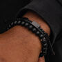 Men's Black Adjustable Leather Bracelet 'Triple', thumbnail 5 of 6