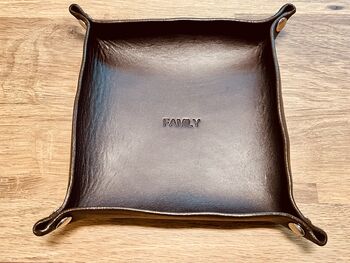 Personalised Dark Brown Square Leather Accessories Tray, 12 of 12