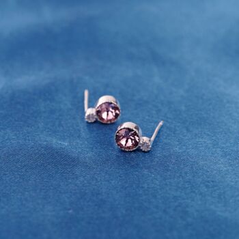 February Birthstone Amethyst Stud Earrings, 5 of 7