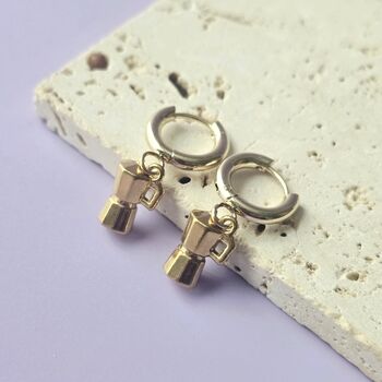 Moka Coffee Pot Huggie Hoop Earrings, 4 of 7