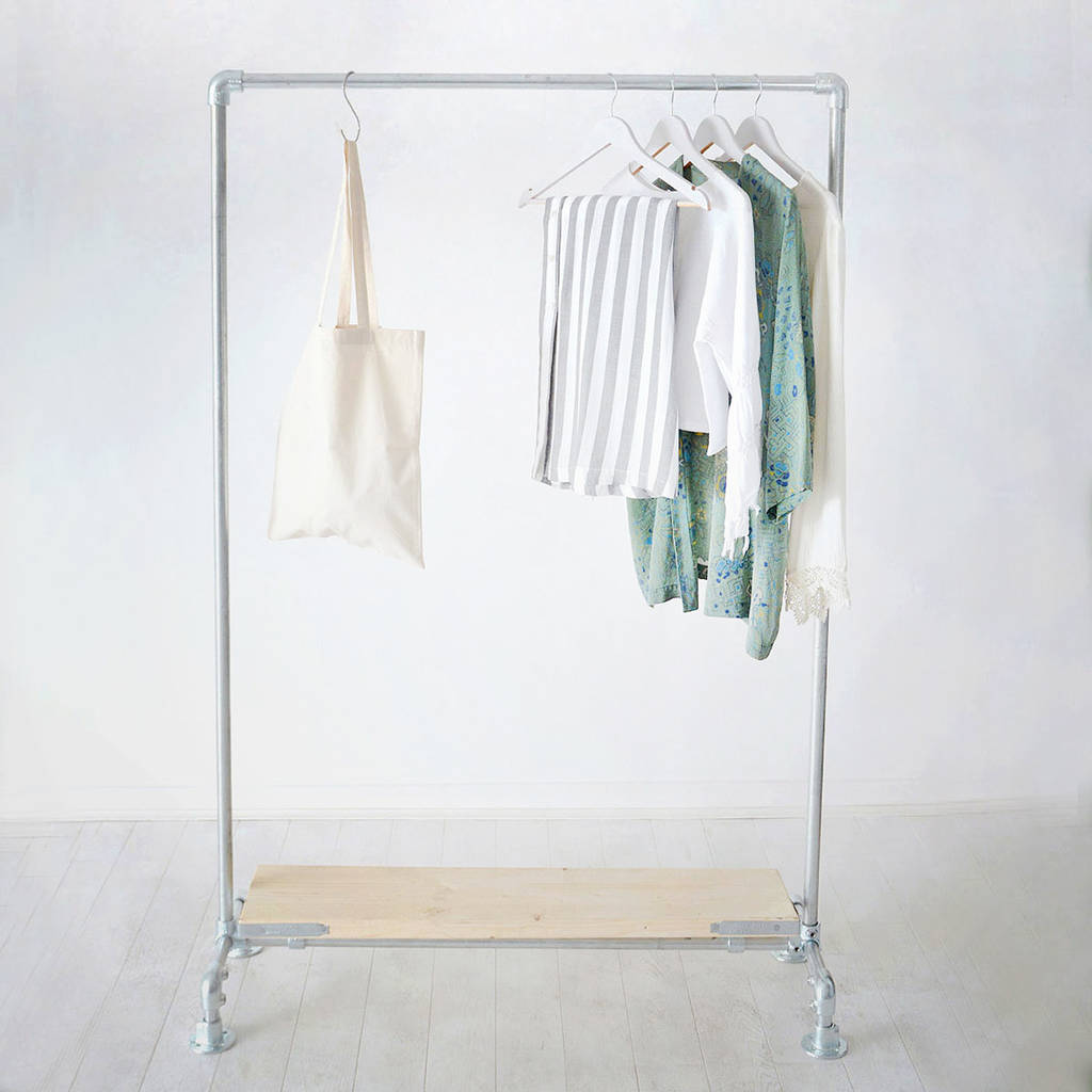 galvanised steel industrial clothing rail with shelf by little deer