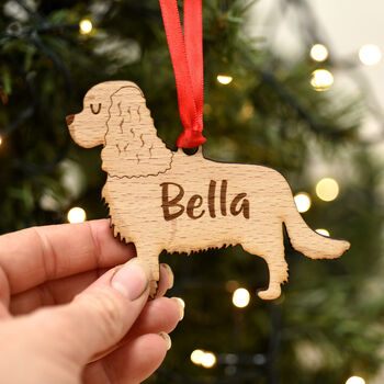Cavalier Spaniel Personalised Wooden Dog Decoration, 2 of 6