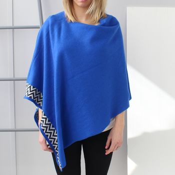 Electric Blue Lambswool Knitted Poncho, 3 of 8