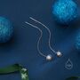 Sterling Silver White Opal Planet Threader Earrings, thumbnail 3 of 12