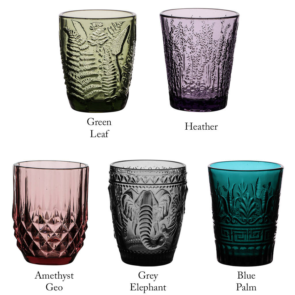 set of four vintage embossed coloured tumblers by dibor