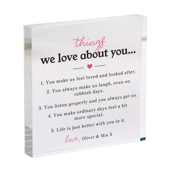 Personalised 'Things I Love About You' Acrylic Block, 4 of 4