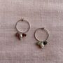 Rice Pearl Tourmaline Trio Sterling Silver Hoops, thumbnail 2 of 6